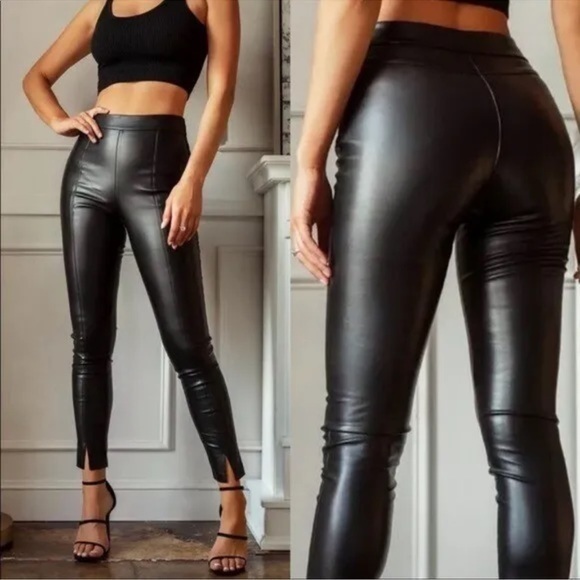 idem ditto Pants - Idem Ditto Black Faux Leather Skinny Pants NWOT Women Size MED Vegan High Rise